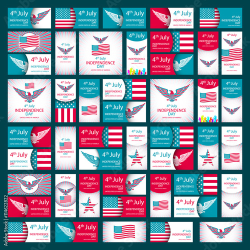Happy USA Independence Day - Fourth of July - July 4th Vector Set