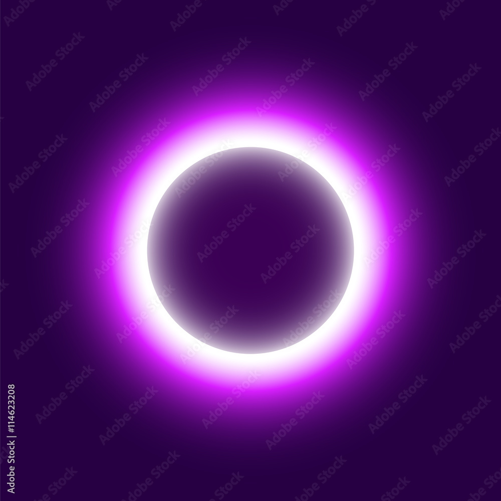 Neon abstract round. Eclipse of the sun. Vector illustration Neon abstract round. Eclipse of the sun. Vector illustration
