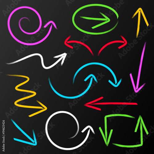 Colorful vector hand drawn arrows