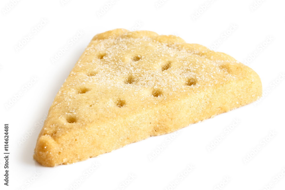 Traditional shortbread triangle biscuit isolated on white. Traditional shortbread triangle biscuit isolated on white.