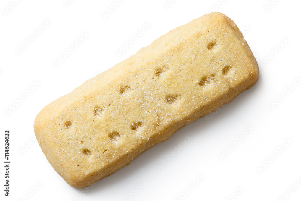 Traditional shortbread finger biscuit isolated on white. Traditional shortbread finger biscuit isolated on white.