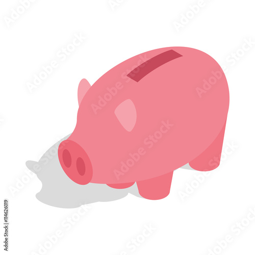 Piggy bank icon, isometric 3d style