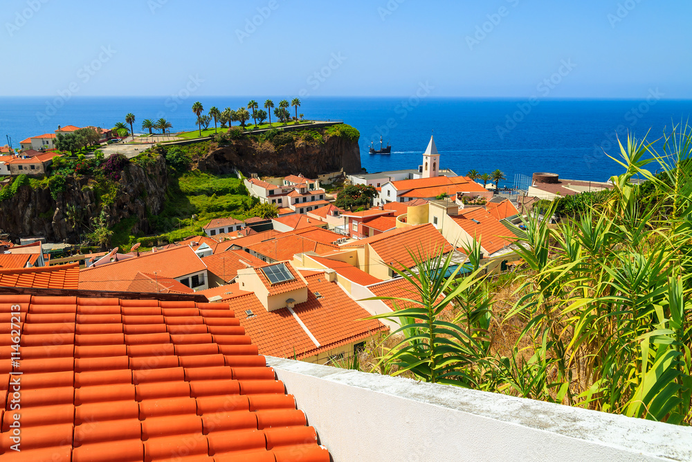 View of houses in Camara de Lobos village, Madeira island