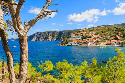 View of Assos village and beautiful sea, Kefalonia island, Greece