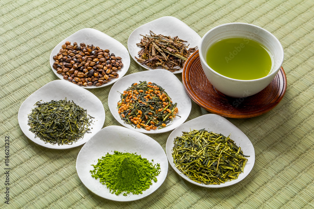 日本茶いろいろ Japanese green tea and teapot 日本茶いろいろ Japanese green tea and teapot