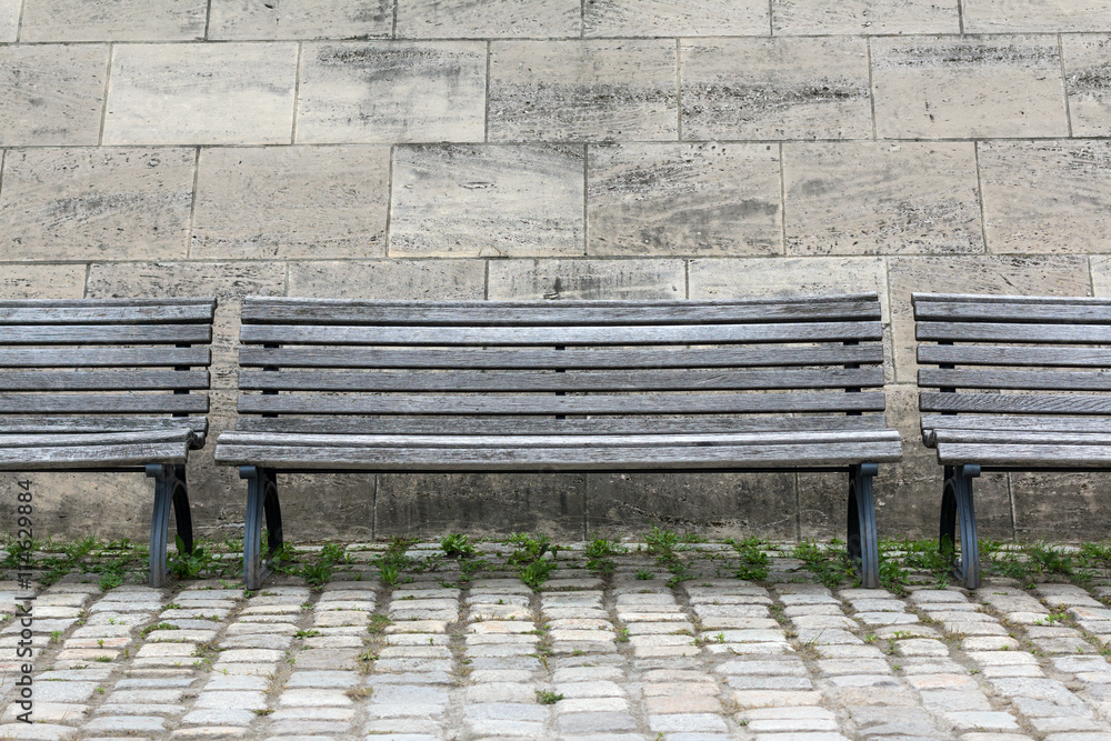 wooden bench on the street , empty seat wooden bench on the street , empty seat