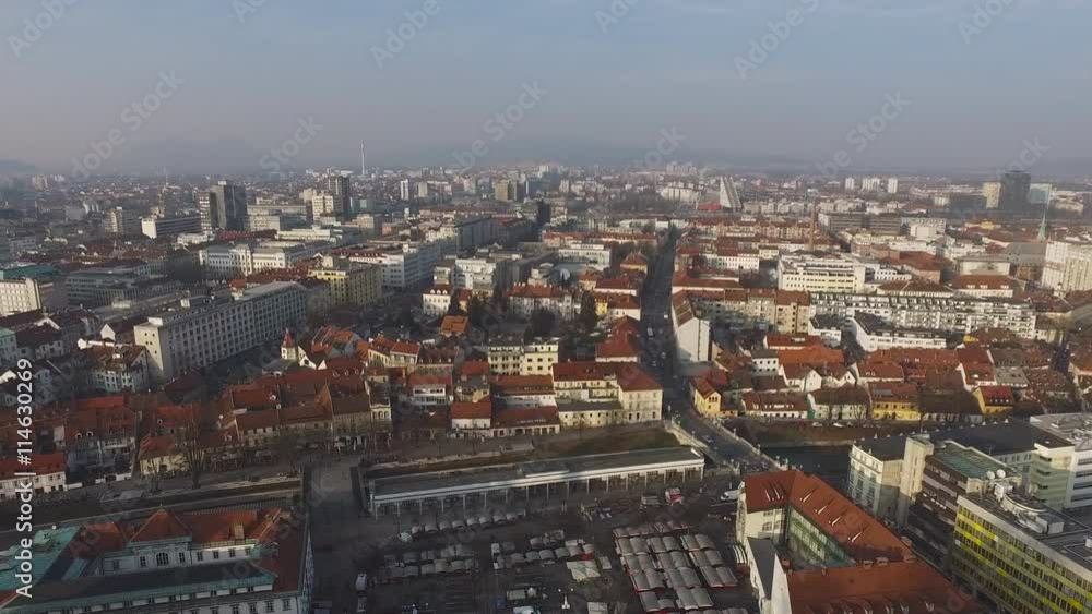 Aerial view of beautiful Ljubljana on the river Ljubljanica in Slovenia. Aerial view of beautiful Ljubljana on the river Ljubljanica in Slovenia.