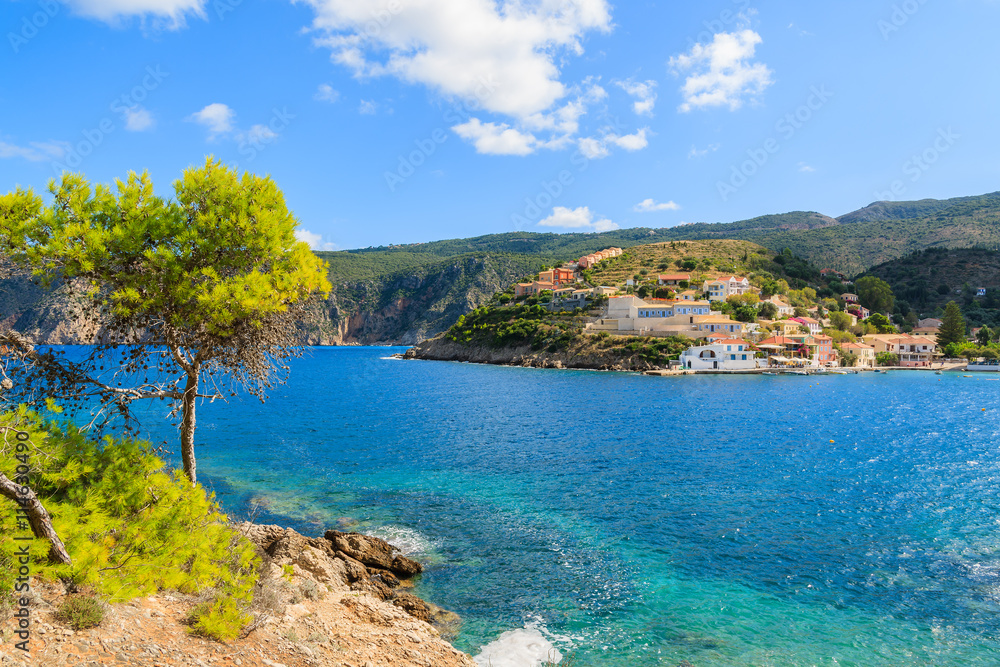 View of Assos village and beautiful sea, Kefalonia island, Greece View of Assos village and beautiful sea, Kefalonia island, Greece