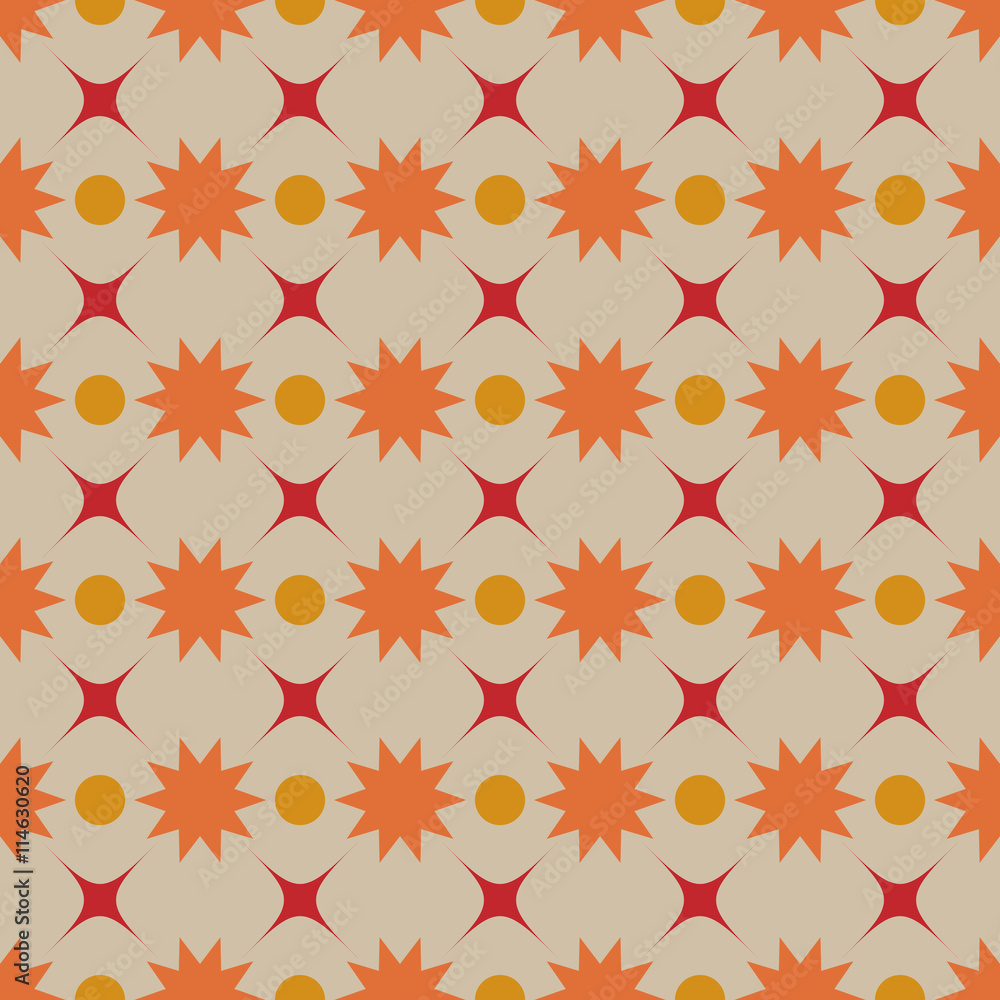 Flower and star seamless pattern