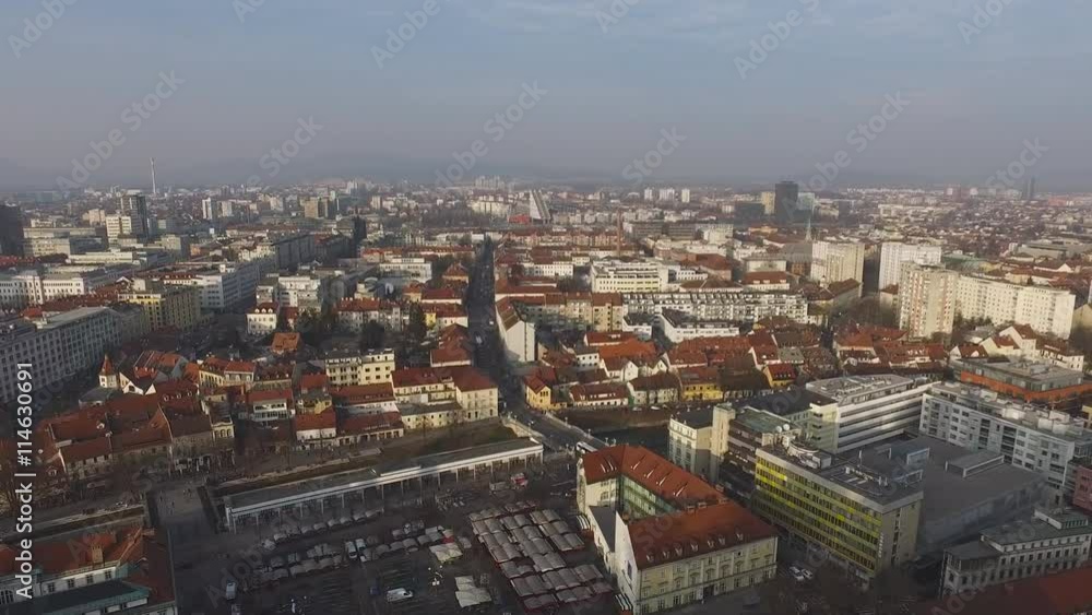 Aerial view of beautiful Ljubljana on the river Ljubljanica in Slovenia. Aerial view of beautiful Ljubljana on the river Ljubljanica in Slovenia.