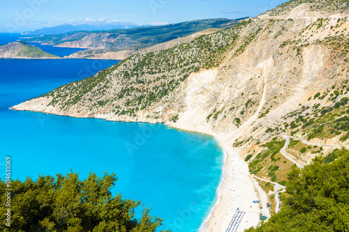 Fototapeta Naklejka Na Ścianę i Meble -  View of beautiful Myrtos beach on Kefalonia island, Greece