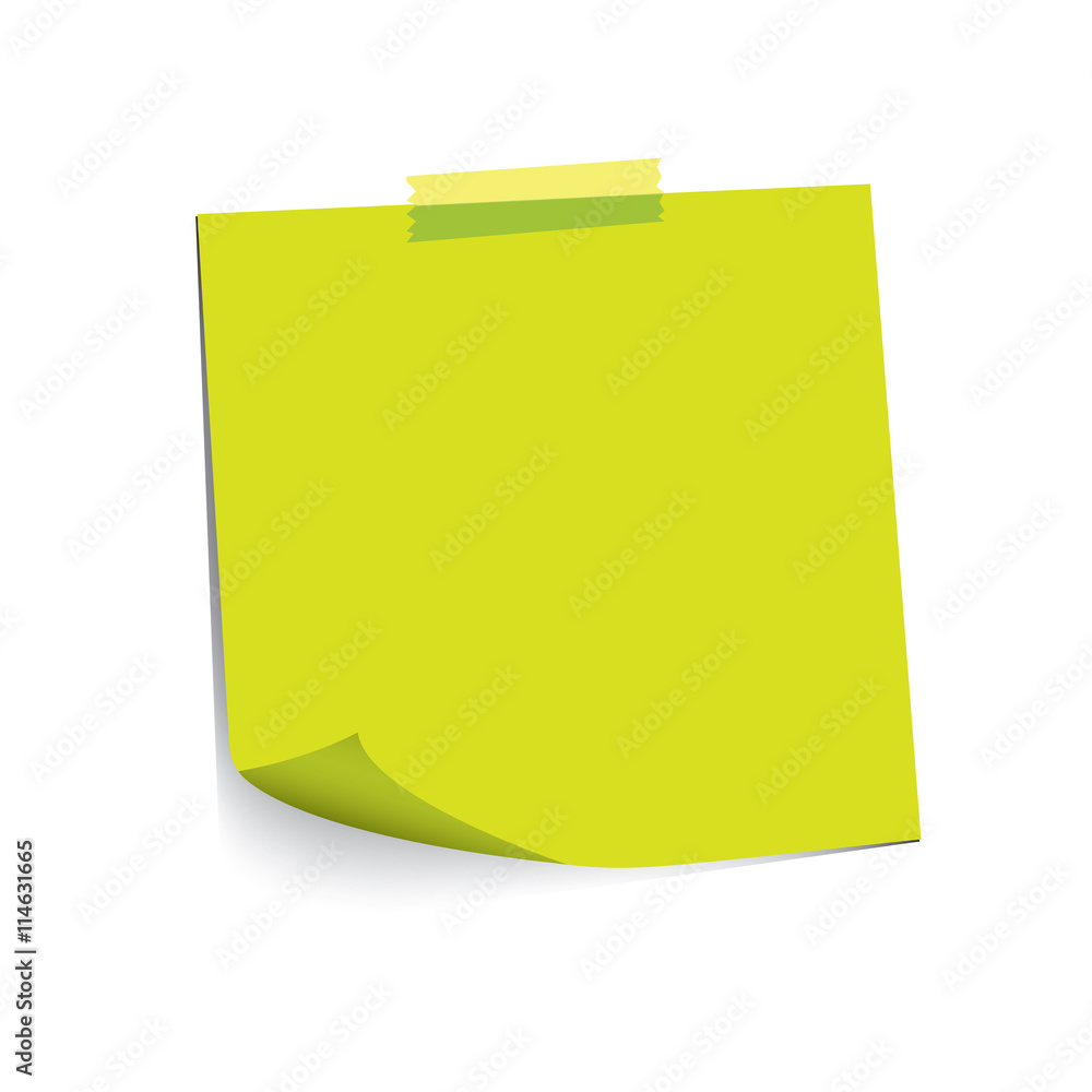 green paper note and adhesive tape with curled corner, ready for your message. Vector illustration. Isolated on white background. Front view. Top view. Close up. green paper note and adhesive tape with curled corner, ready for your message. Vector illustration. Isolated on white background. Front view. Top view. Close up.