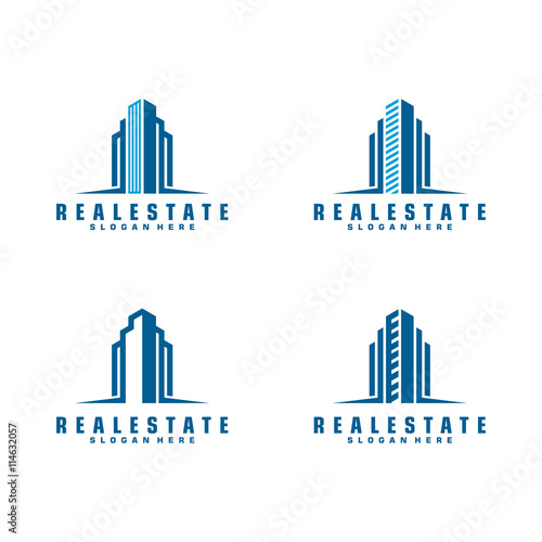 Simple real estate vector logo design, with powerful line and building shape represented unique and modern realty