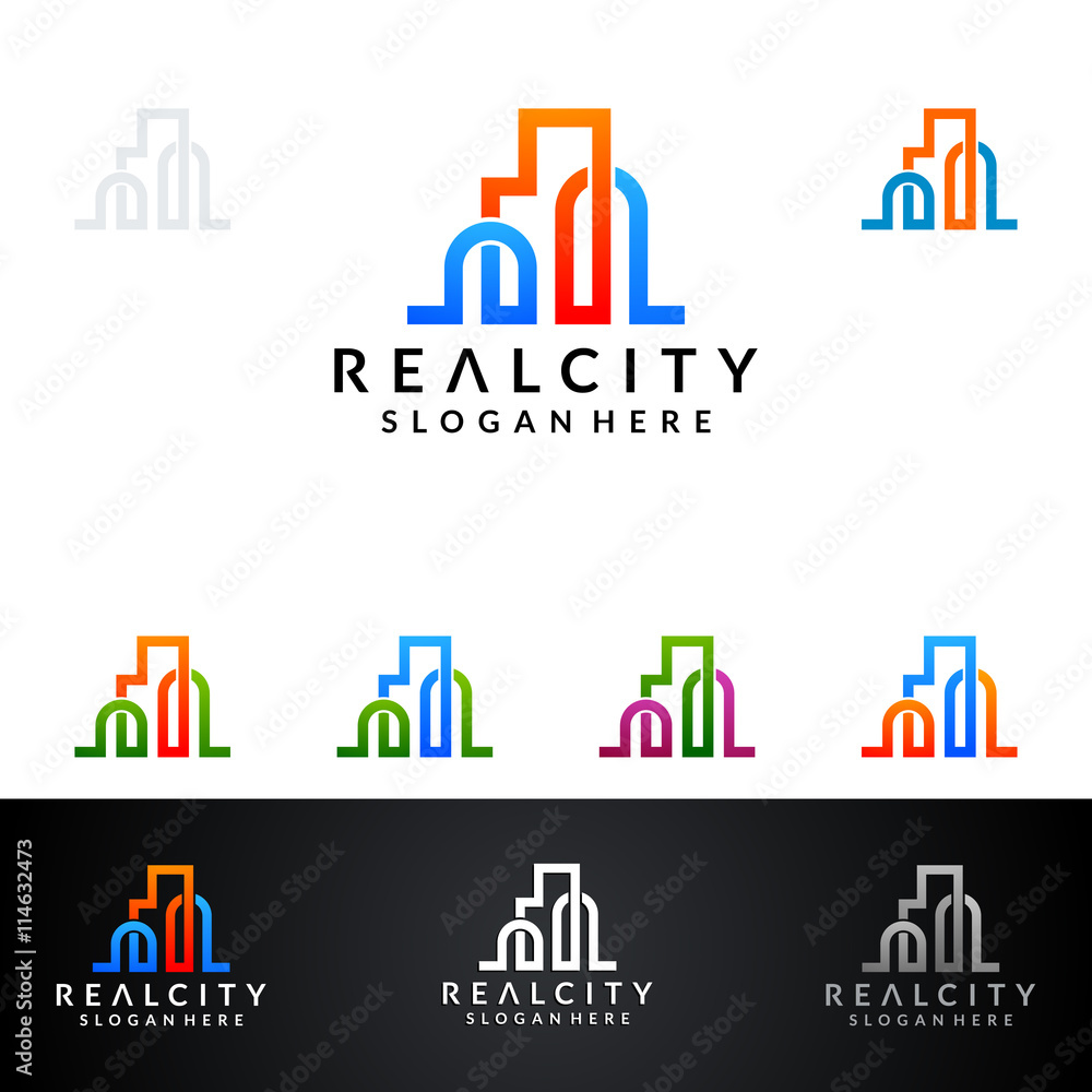 Simple real estate vector logo design, with line shape represented unique and modern realty Simple real estate vector logo design, with line shape represented unique and modern realty