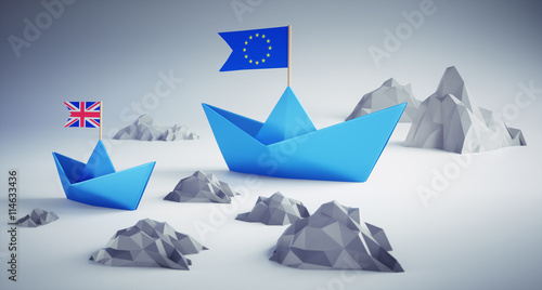 Papierschiffchen zwischen Felsen - Brexit photo