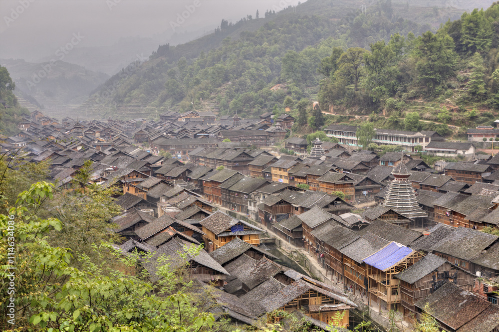 Zhaoxing Dong Village, located in Liping County, Guizhou Province, China.