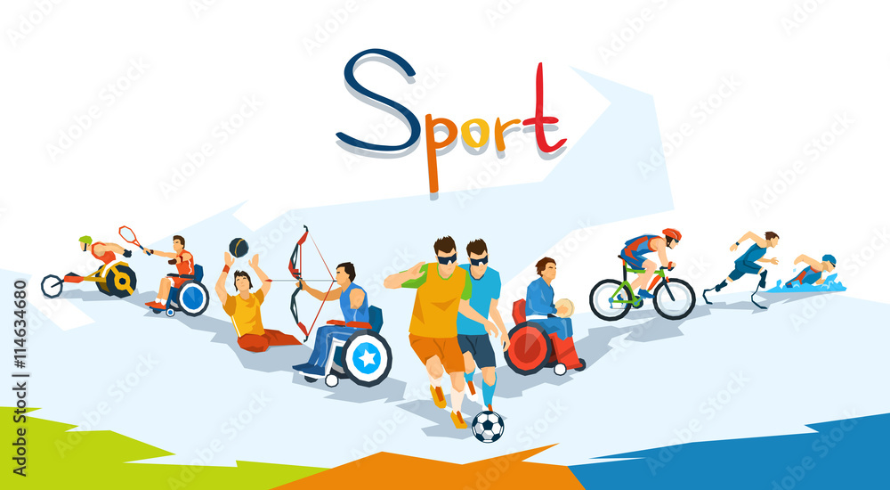 Fototapeta premium Disabled Athletes Sport Competition Banner