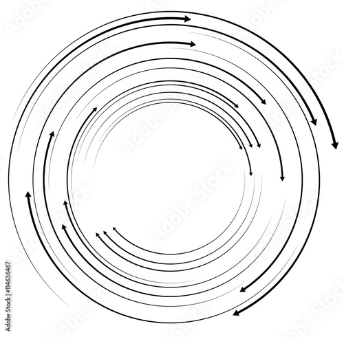 Concentric, circular arrows. Random dynamic circle arrows.