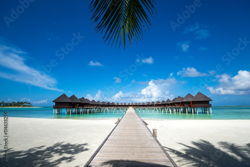 Fototapeta Naklejka Na Ścianę i Meble -  beach with water bungalows at Maldives