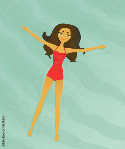 Woman floating in the water