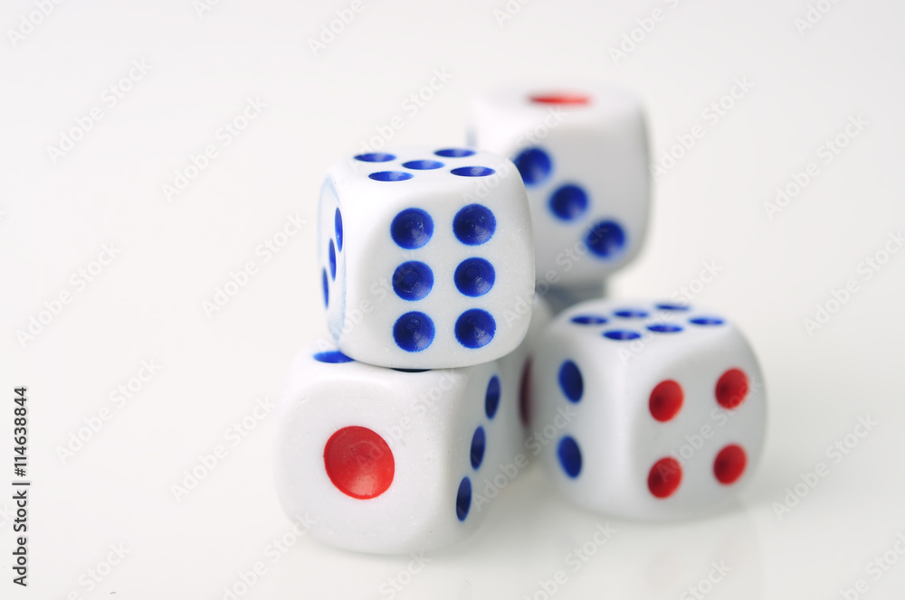 Dices on White Background, Selective Focus Dices on White Background, Selective Focus