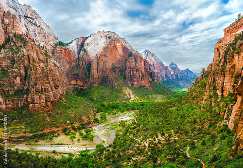 Zion National Park view from Angel's Landing Trail.  Utah USA