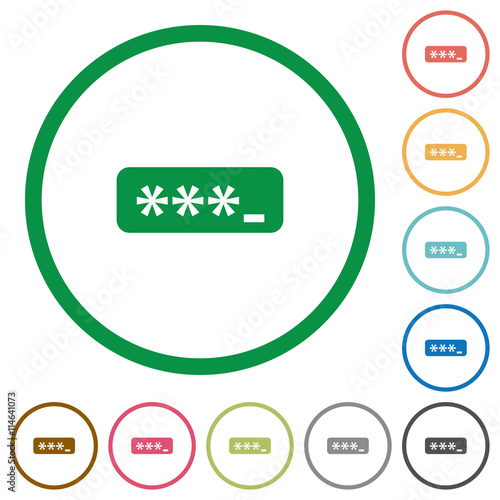 Password typing outlined flat icons