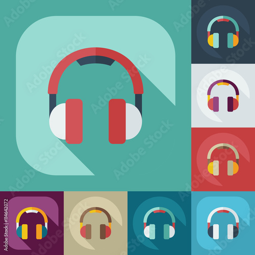 Flat modern design with shadow icons headphones