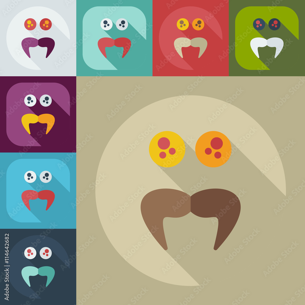 Fototapeta premium Flat modern design with shadow icons smiley mustache