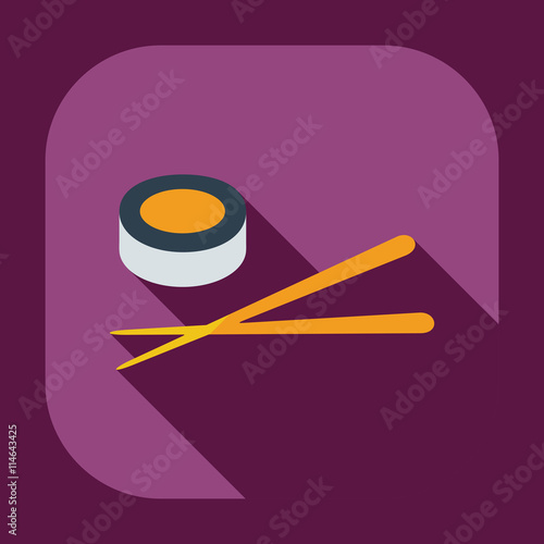 Flat modern design with shadow icons Japanese sushi