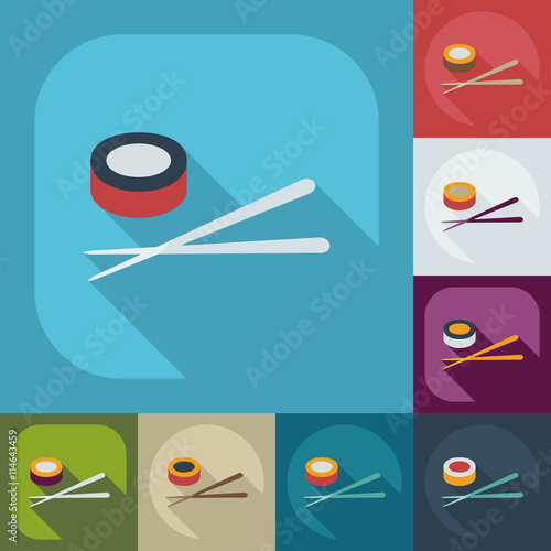 Flat modern design with shadow icons Japanese sushi