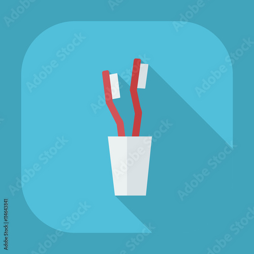 Flat modern design with shadow icons toothbrush