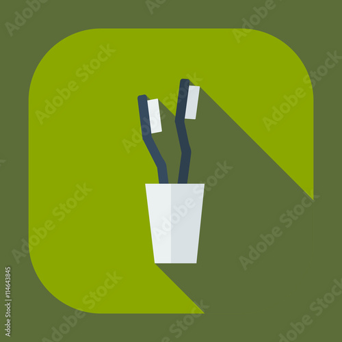 Flat modern design with shadow icons toothbrush