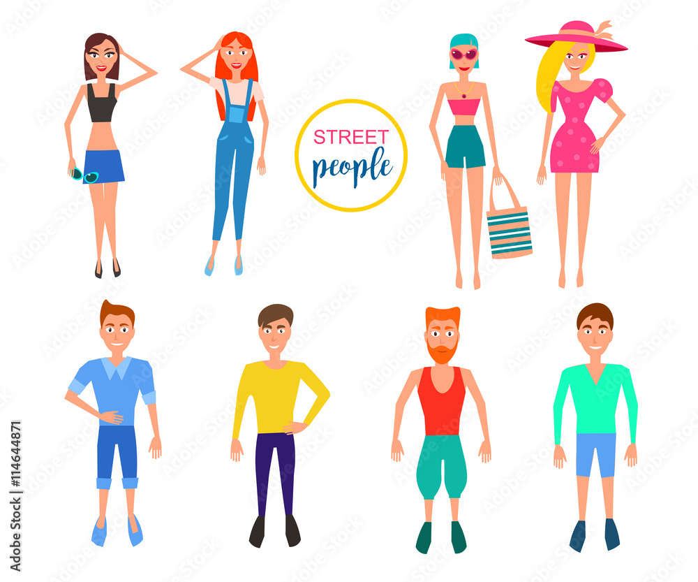 Detailed people character. Active Lifestyle. street clothes fashion style. Vector flat Illustration