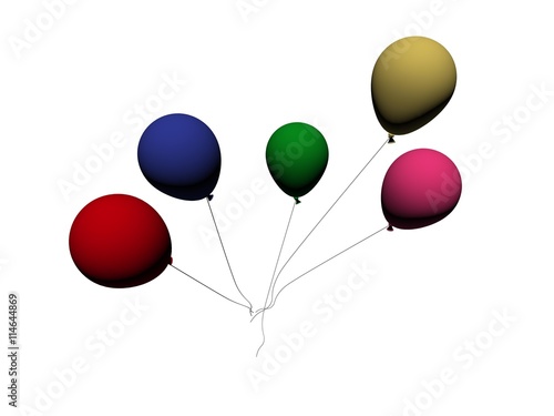 several balloons - 3d render