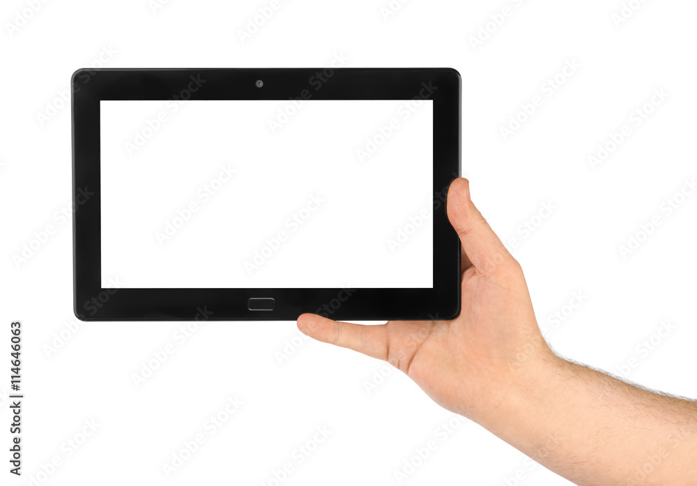Hand with touchpad pc Hand with touchpad pc