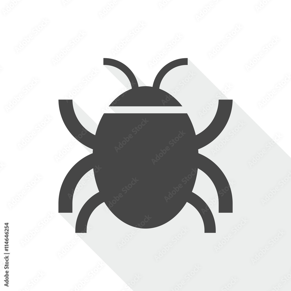 Software bug or program bug icon with long shadow
