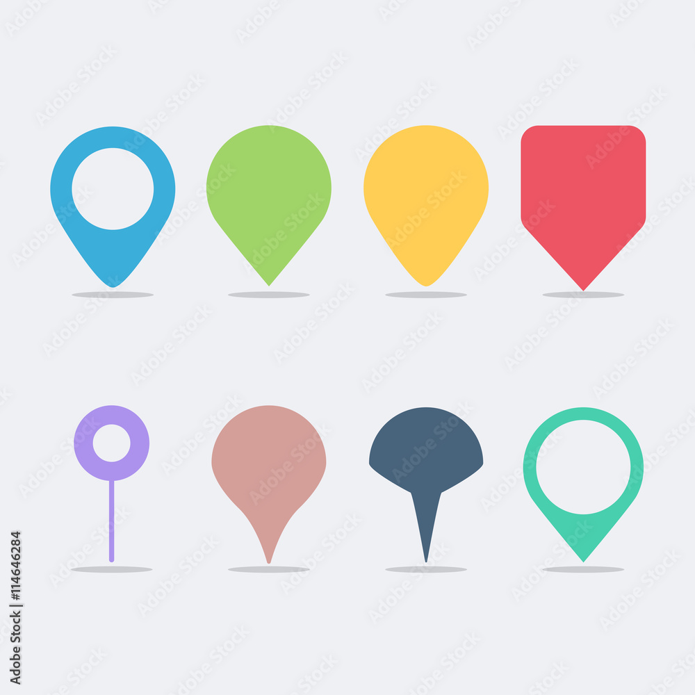 colored map labels icon set