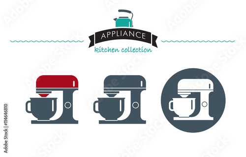 Appliance kitchen collection. Modern Food processor. Icon. Symbol. Vector