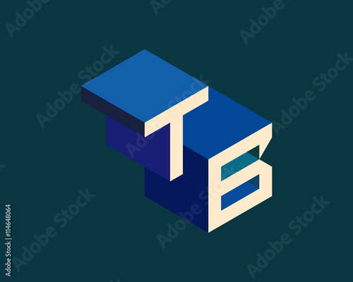 TB isometric 3D letter logo. three-dimensional stock vector alphabet font typography design.