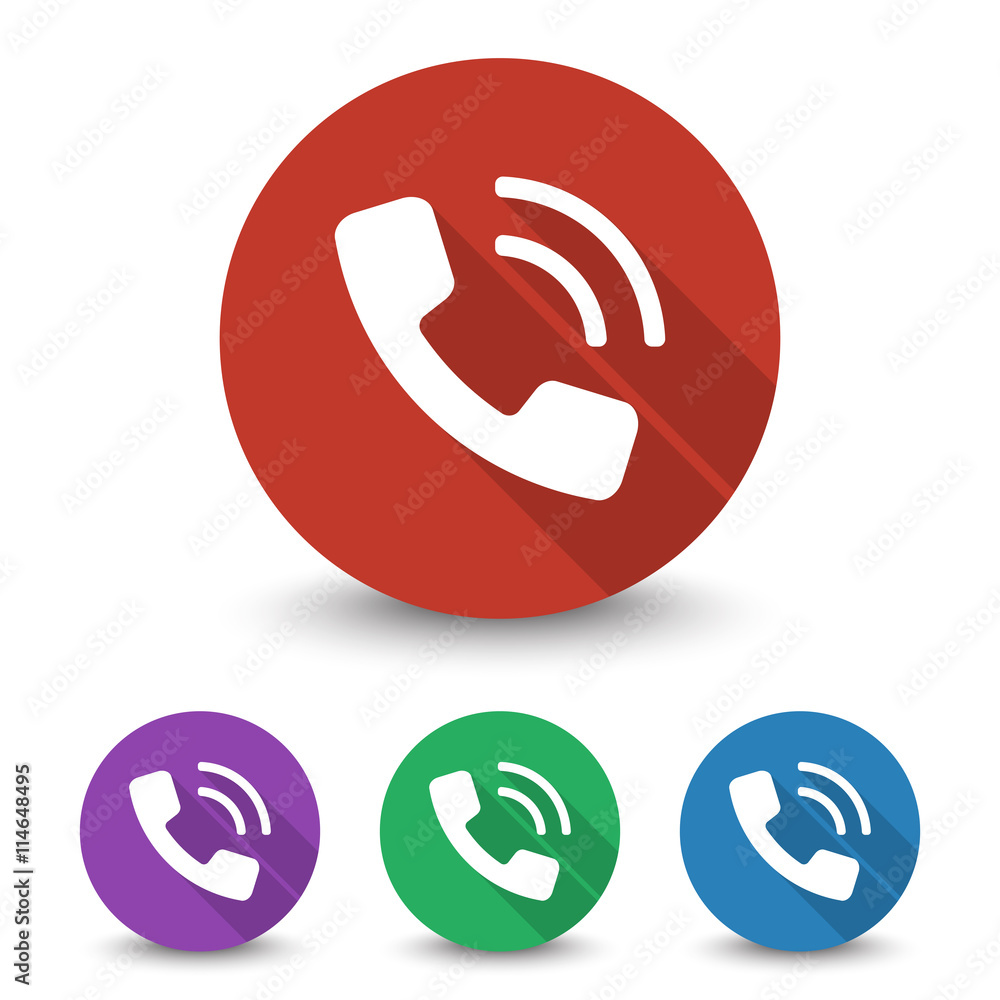 White Phone icon in different colors set White Phone icon in different colors set