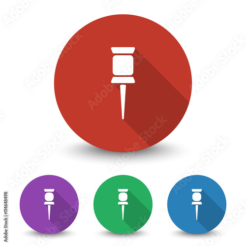 White Pushpin icon in different colors set