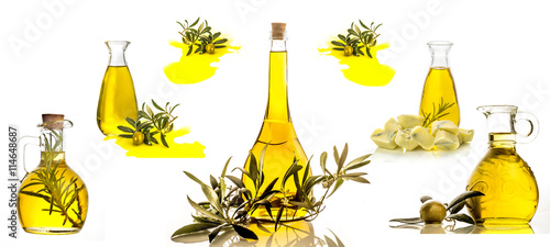 Extra virgin olive oil bottles  isolated