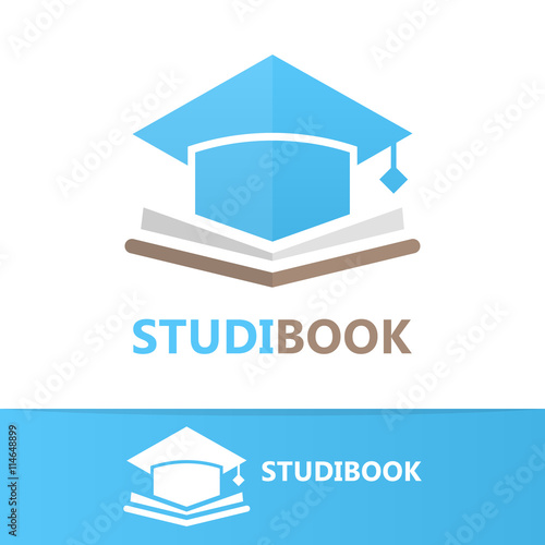 Vector book and student cap logo concept