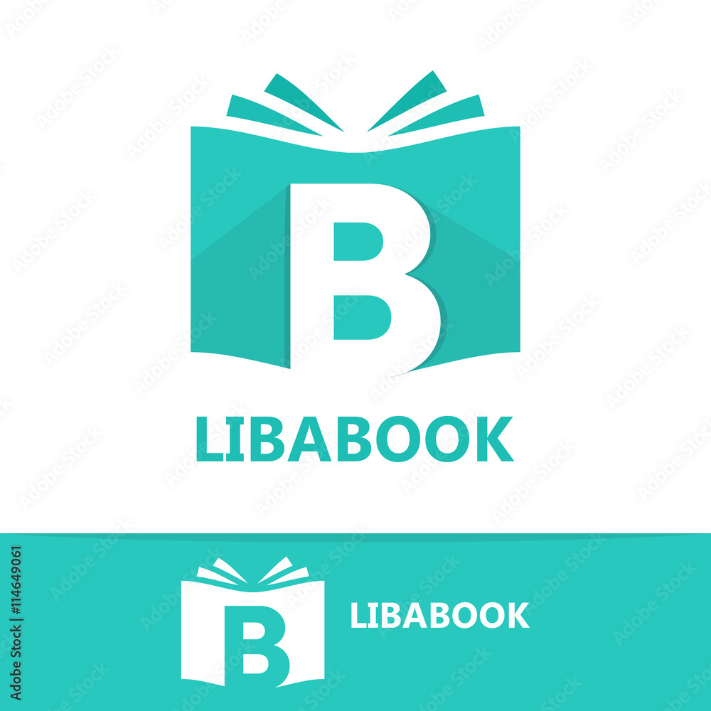 Vector logo combination of a book and letter b Vector logo combination of a book and letter b