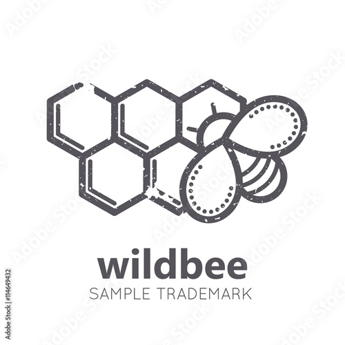 Nutrition emblem with honey bee