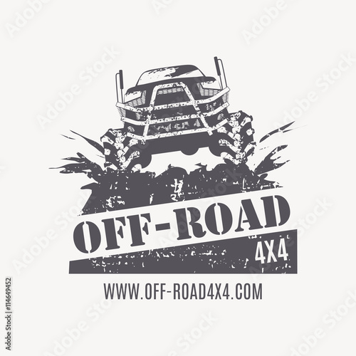 Off-road vehicle vector emblems, labels and logos