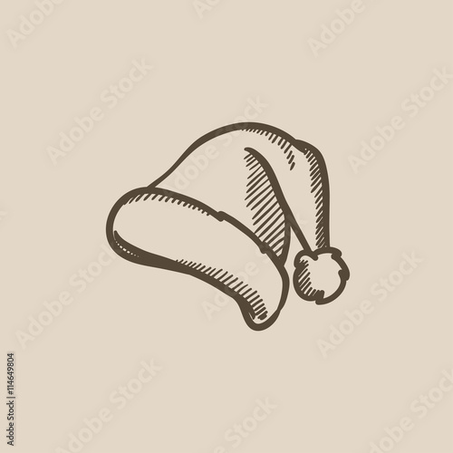 Santa hat sketch icon.