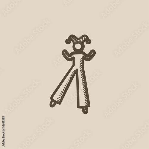 Clown on stilts  sketch icon.