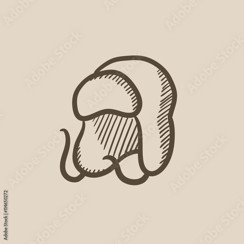 Warm fur cap sketch icon.